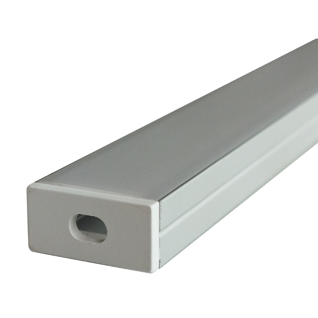 ALINS PERFIL DE ALUMINIO 1 METRO 20X10 KR-2010M milky white cover+plug+Snap-milky white