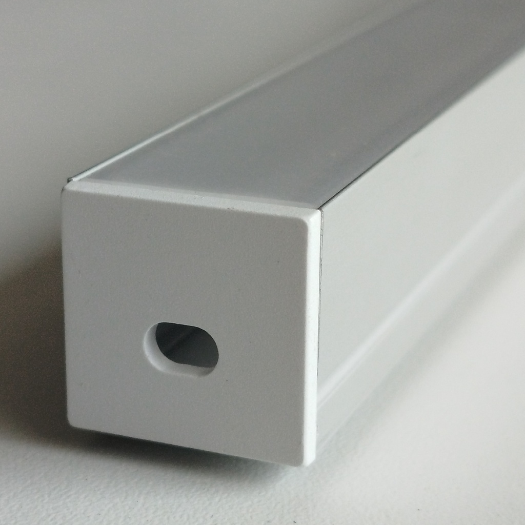 ALINS PERFIL DE ALUMINIO 1 METRO 20X20 KR-2020M milky white cover+plug+Snap-milky white