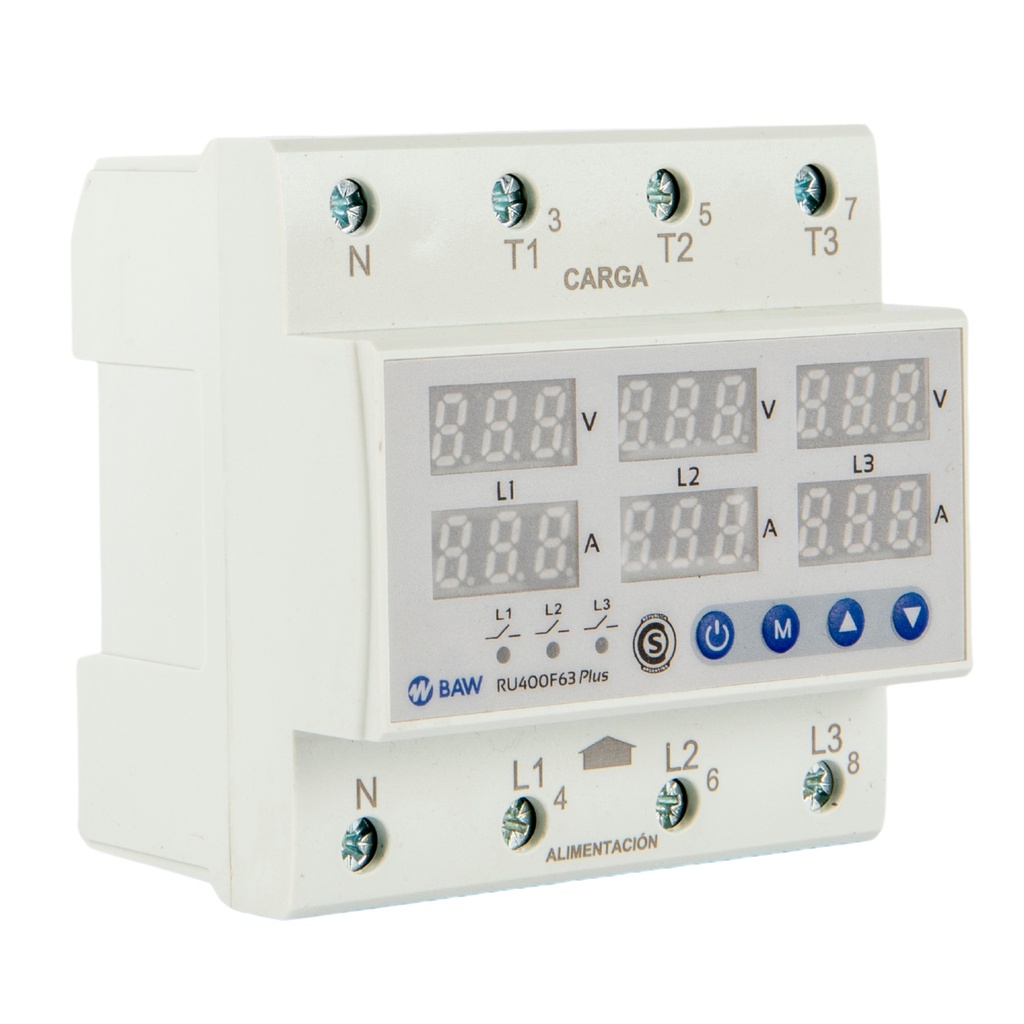 BAW PROTECCION Y MONITOR VOLTAMP 63A TRIFASICO