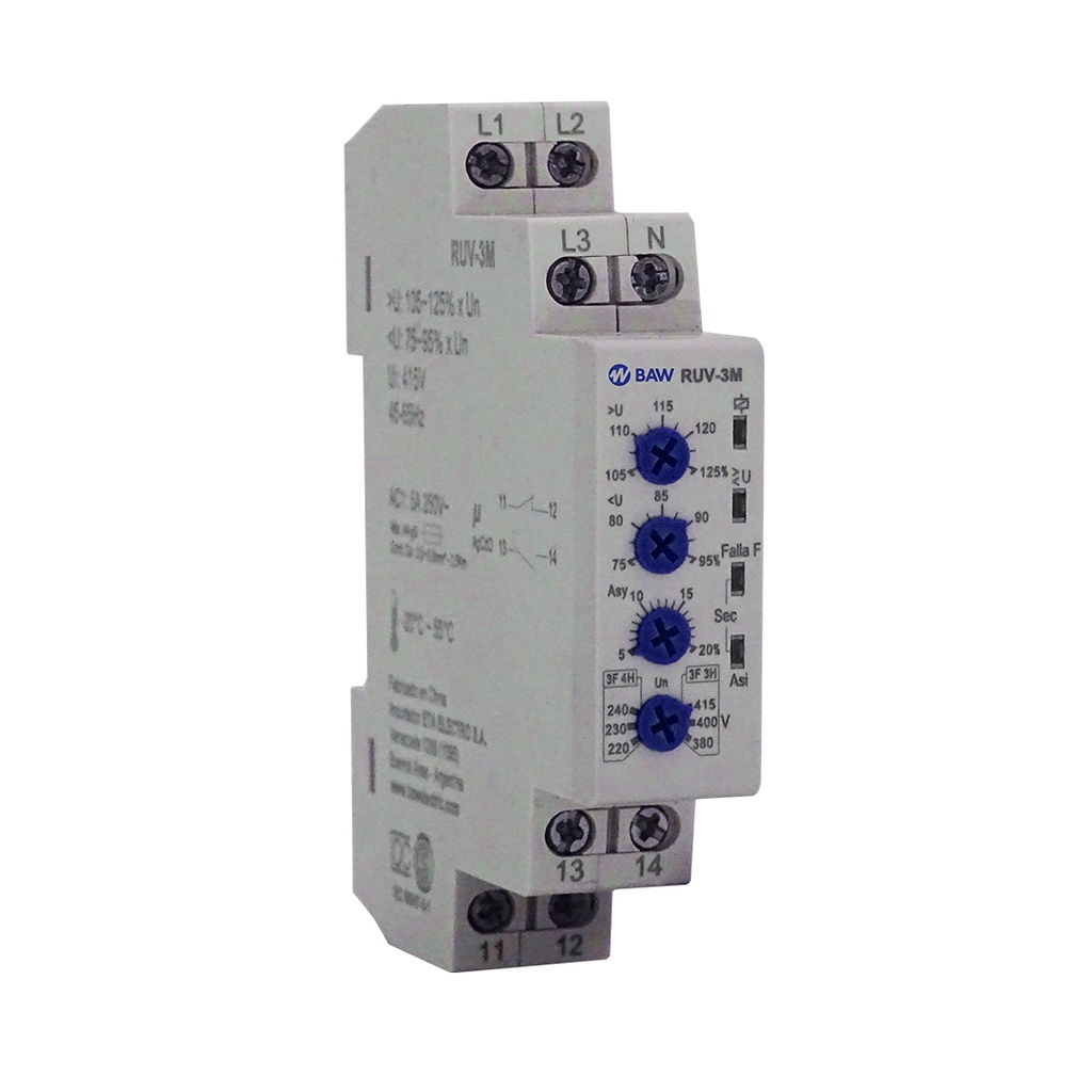 BAW PROTECCIÓN ANALÓGICA DE TENSIÓN TRIFÁSICA 3 O 4 CONDUCTORES RUV-3M