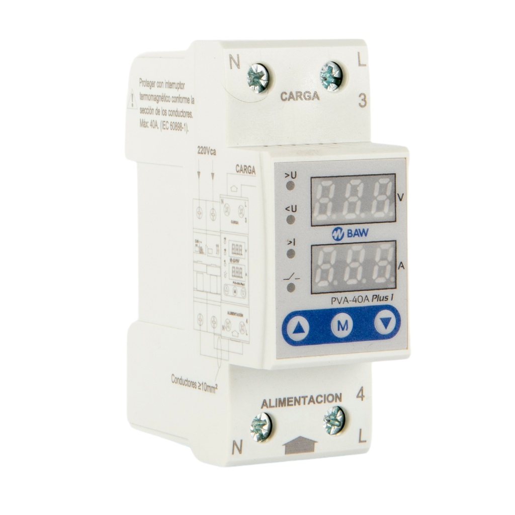 BAW PROTECTOR MONOFASICO DIGITAL VOLTAJE Y AMPER 40A