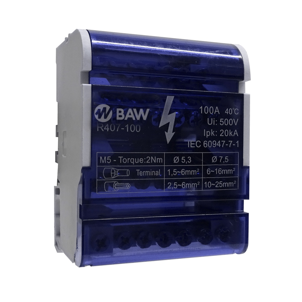 BAW REPARTIDOR DIN 4P 100A 7 TOMAS