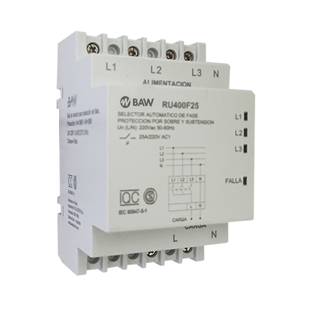 BAW SELECTOR AUTOMÁTICO DE FASE ANALÓGICO 25A