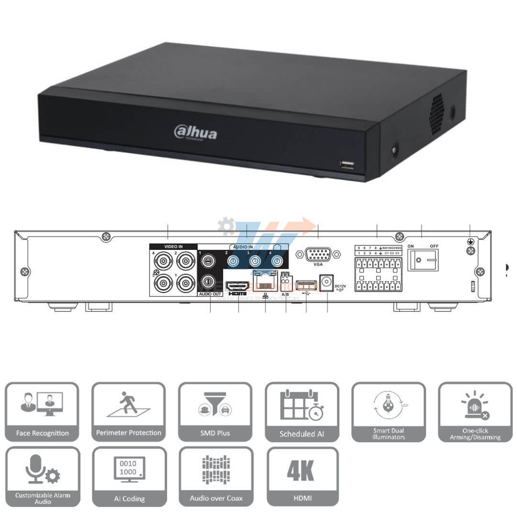 DAHUA DVR PIXEL XVR7104HE 4 CANLAES 1080P ALARMA