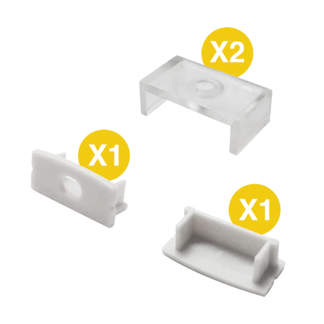 DEMASLED KIT DE 2 TAPAS Y 2 CLIPS PARA PERFIL DE ALUMINIO PER-01