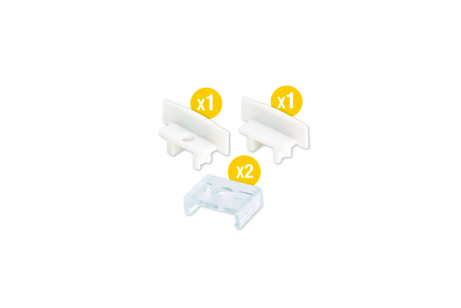 DEMASLED KIT DE 2 TAPAS Y 2 CLIPS PARA PERFIL DE ALUMINIO PER182M