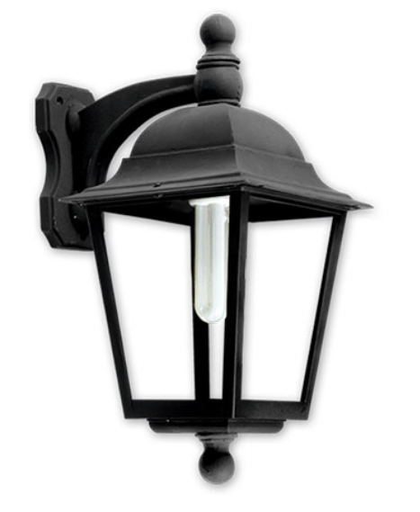 FAROLUZ FAROLA POLIPROPILENO E27 C/ MENSULA PLANA O ESQUINERA NEGRO