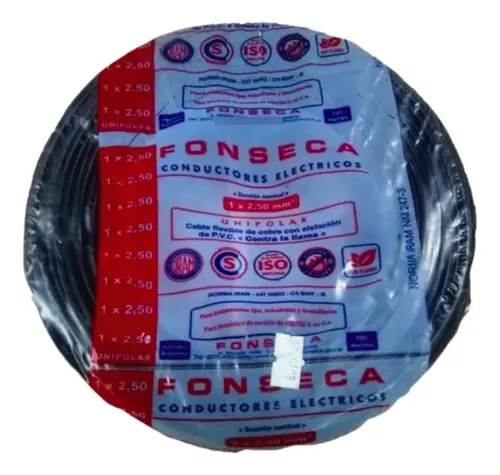 FONSECA CABLE PLAST. UNIPOLAR DE 1X1,5 NEGRO ROLLO