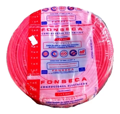 FONSECA CABLE PLAST. UNIPOLAR DE 1X4 ROJO ROLLO
