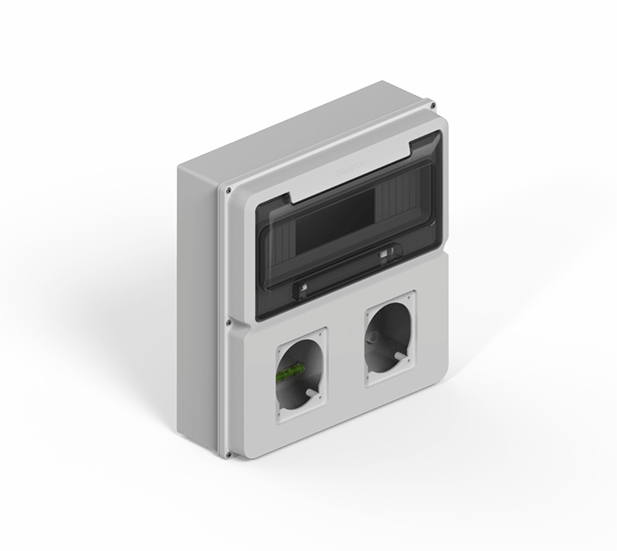 GENROD CAJA DIN SOBREPONER IP65 P/ TERMICA 12 MODULOS GRIS + MOD P/2 T ENCAPS