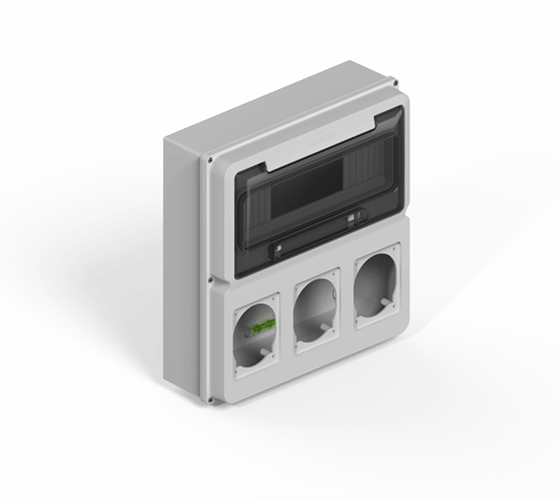 GENROD CAJA DIN SOBREPONER IP65 P/ TERMICA 12 MODULOS GRIS + MOD P/3 T ENCAPS