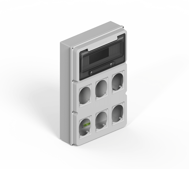 GENROD CAJA DIN SOBREPONER IP65 P/ TERMICA 12 MODULOS GRIS + MOD P/6 T ENCAPS
