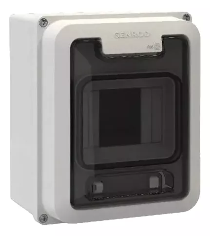GENROD CAJA DIN SOBREPONER PILASTRA IP65 P/ TERMICA 4 MODULOS GRIS