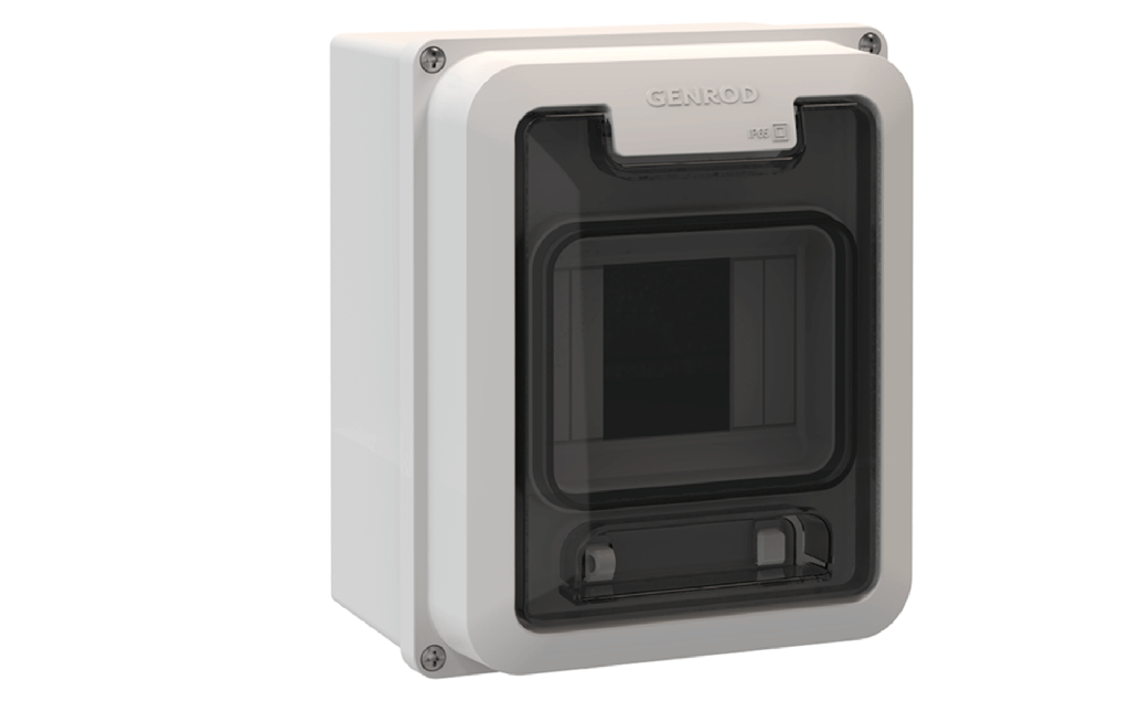 GENROD CAJA DIN SOBREPONER PILASTRA IP65 P/ TERMICA 8 MODULOS GRIS