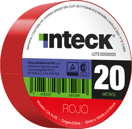 INTECK CINTA ADHESIVA ROJA  20 MTS