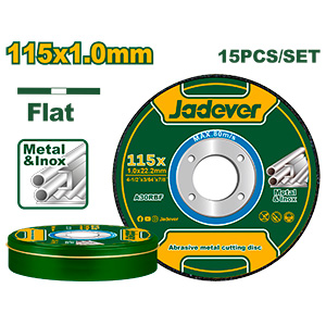 JADEVER KIT DE DISCO ABRASIVO PARA CORTE DE METAL 15U: 115MM X 1.0 MM X 22.22 MM