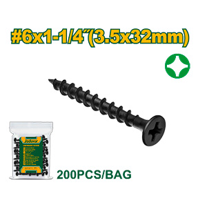 JADEVER TORNILLO DRYWALL 6X1-1/4" 3.5X32MM PASO GRUESO - PHILLIPS - 200 UNIDADES