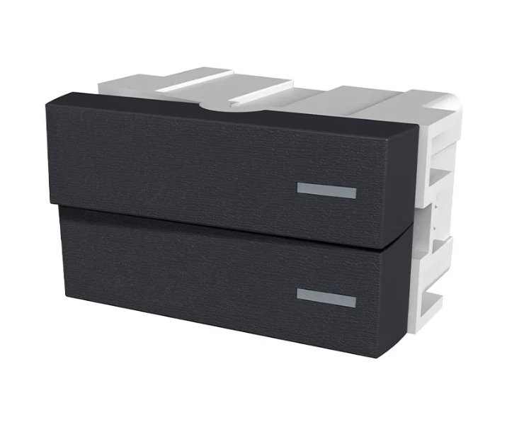 JELUZ PLATINUM INTERRUPTOR 1/2 MODULO DOBLE NEGRO 10A