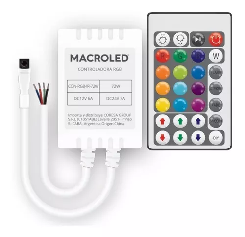 MACROLED CONTROLADOR RGB INFRARROJO 72W DC-12/24V
