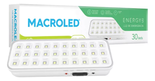 MACROLED LUZ DE EMERGENCIA 30 LEDS SMD AC100-240V 50-60HZ 8 HORAS BLANCO FRIO 6500K
