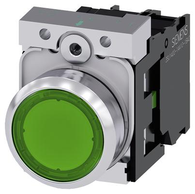 STECK PULSADOR LUMINOSO VERDE METAL SLPRL2