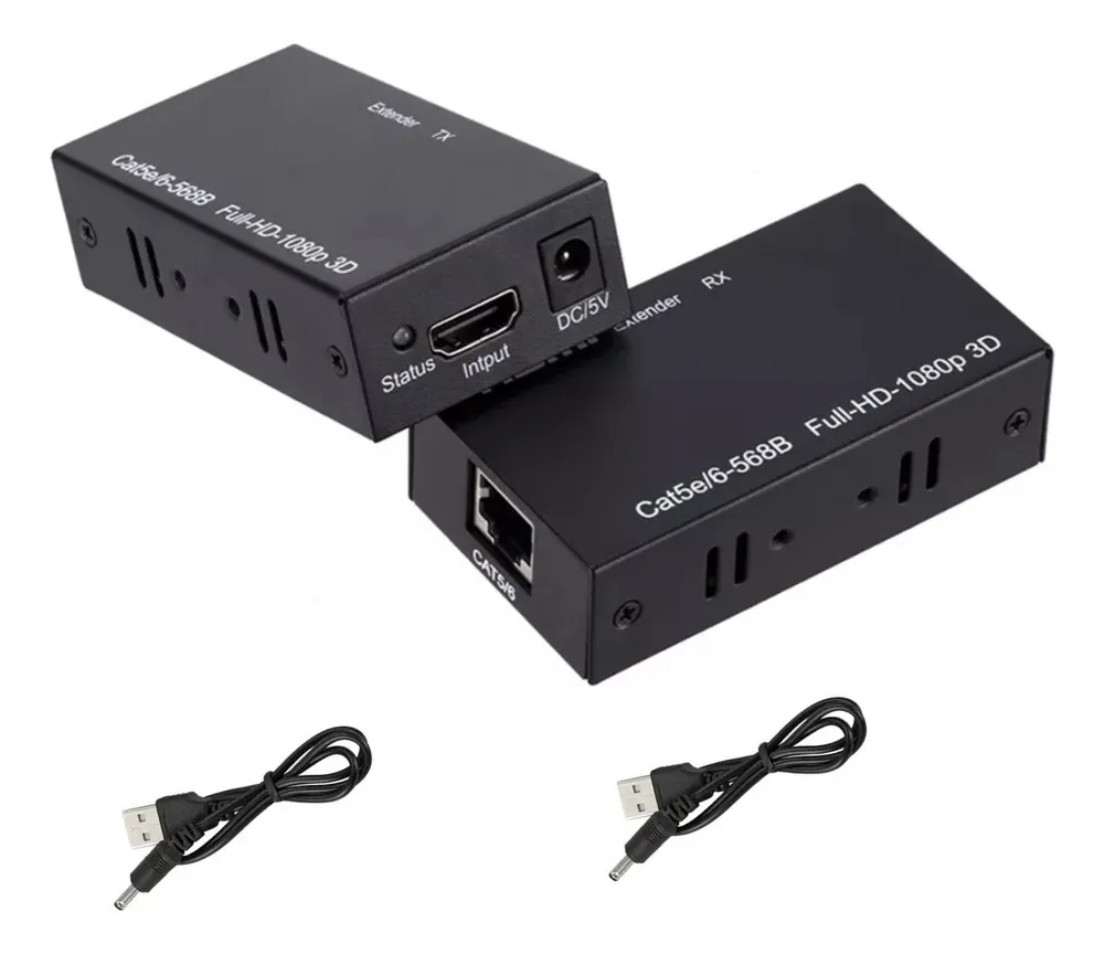 SUDVISION EXTENSOR RJ45 HDMI FULL HD 60MTS CON CABLE USB Y SIN FUENTE SUD-ETS-HDMI-0260