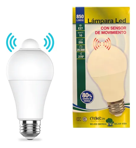 TBC IN LAMPARA LED CON FOTOCELULA Y SENSOR DE MOVIMIENTO 10W LUZ DÍA
