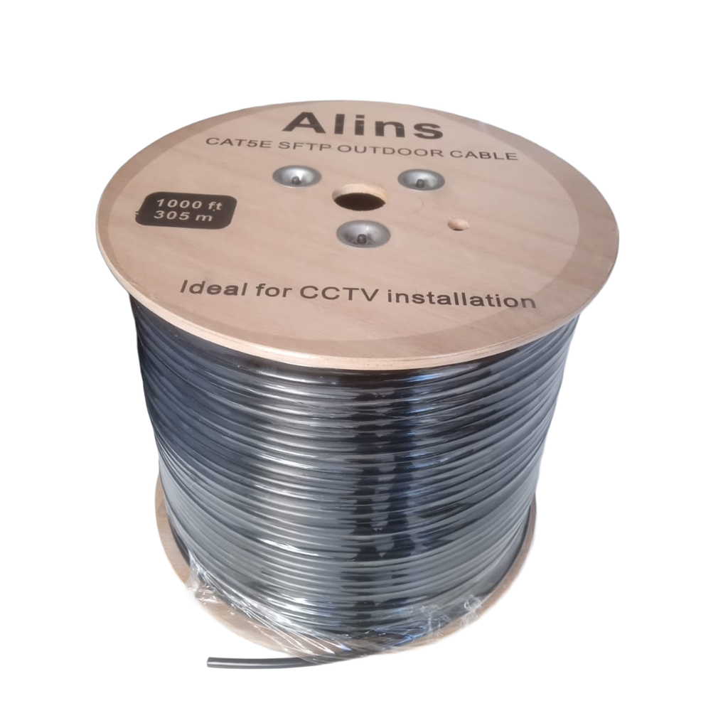 ALINS CABLE FTP CAT6 DOBLE VAINA 2×4×0.57±0.01MM CCA BRAIDING 80 CCA 305M WOOD SPOOL
