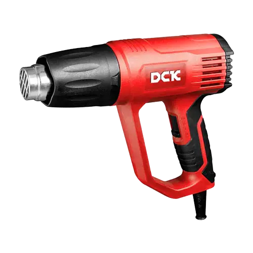 DCK PISTOLA DE CALOR POTENCIA 2000W TEMPERATURA MAX. 600°C TEMPERATURA Y FUERZA DEL AIRE REGULABLE EN 3 VELOCIDADES PESO 0.8KG INCLUYE TUBOS PLANO, REDONDO 