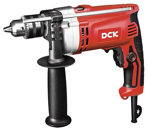 DCK TALADRO DE IMPACTO ELECTRICO POTENCIA 710W DIAMETRO MAX. DE PERFORACION ACERO13MM, CONCRETO 16MM, MADERA 30MM PESO 2KG INCLUYE MANGO AUXILIAR, MEDIDOR DE PROFUNDIDAD, LLAVE MANDRIL, CARBONES 