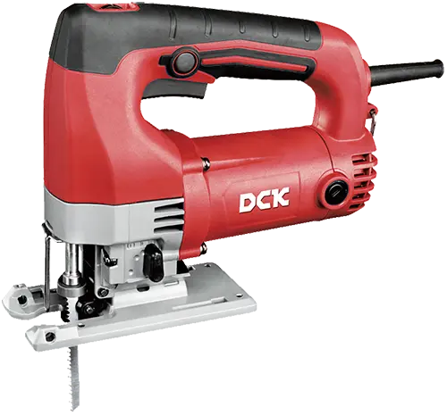 DCK SIERRA CALADORA 600W ANGULO DE CORTE 0-45° DER/IZQ CAPACIDAD DE CORTE ACERO 10MM, MADERA 65MM PESO 2.5KG INCLUYE 3 HOJAS DE SIERRA, LLAVE HEXAGONAL, CALIBRE DE LA HOJA, MALETIN PLASTICO, CARBONES 