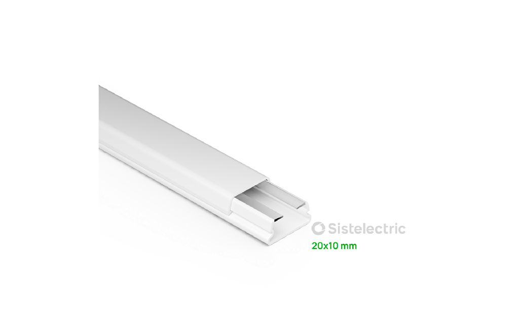 GENROD CABLECANAL SISTELECTRIC 20X10 CON TAPA ABRISAGRADA Y CINTA AUTOADHESIVA X 2 MTS 