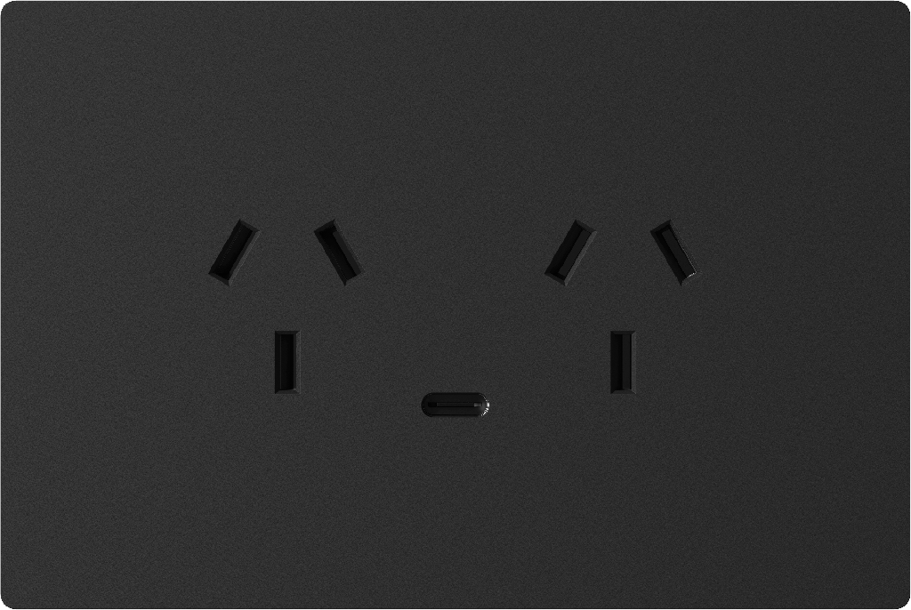 MACROLED TOMACORRIENTE DOBLE Y USB-C MILAN NEGRO, 10A MÁXIMO, 1 USB-C 20W, BASTIDOR METÁLICO  