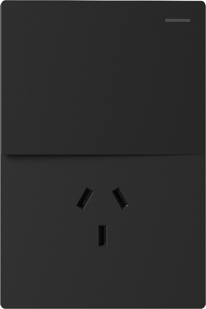 MACROLED TECLA Y TOMACORRIENTE MILAN NEGRO, 1 CANAL,10A MÁXIMO, BASTIDOR METÁLICO