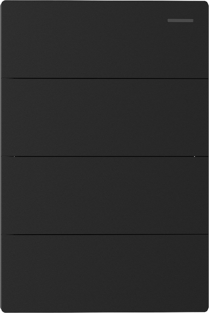 MACROLED TECLA MILAN NEGRO, 4 CANALES, 2 VÍAS, 10A MÁXIMO, BASTIDOR METÁLICO   