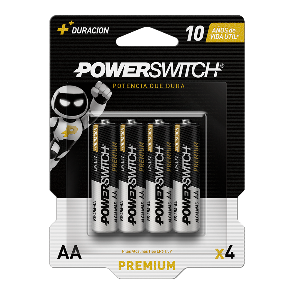 POWERSWITCH PILA ALCALINA AA BLISTER DE 4 PILAS, 1.5V, 2800mAh 