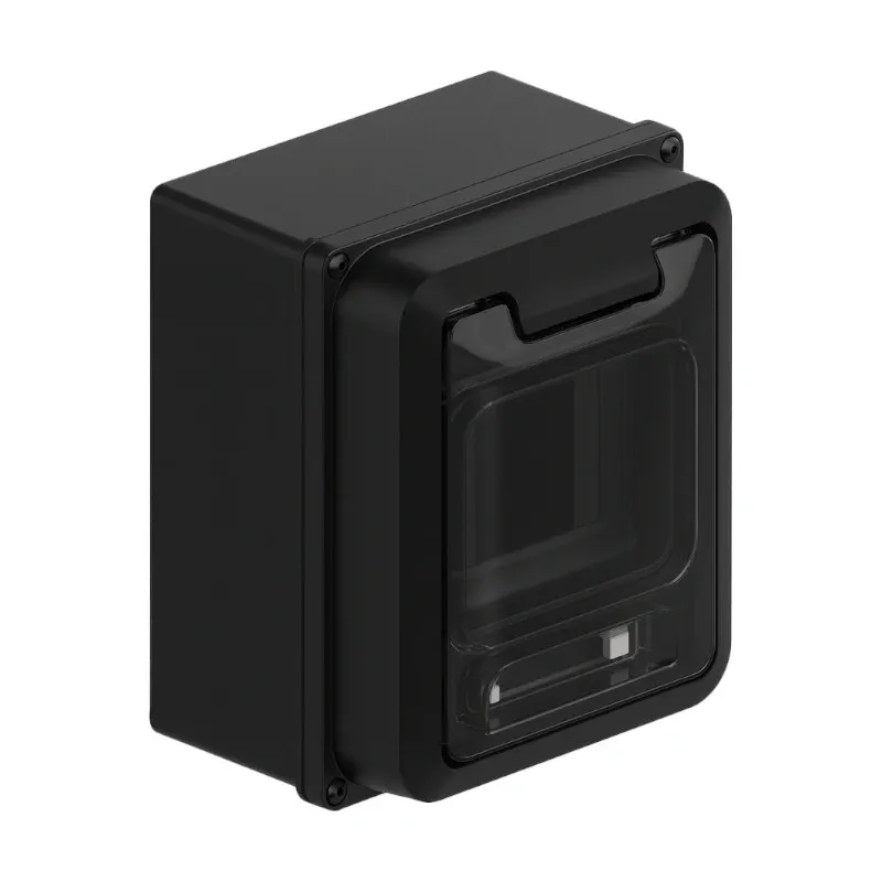 GENROD CAJA EXT. TM 4 BOCAS C/TAPA FUMÉ  NEGRA SISTELECTRIC NERA