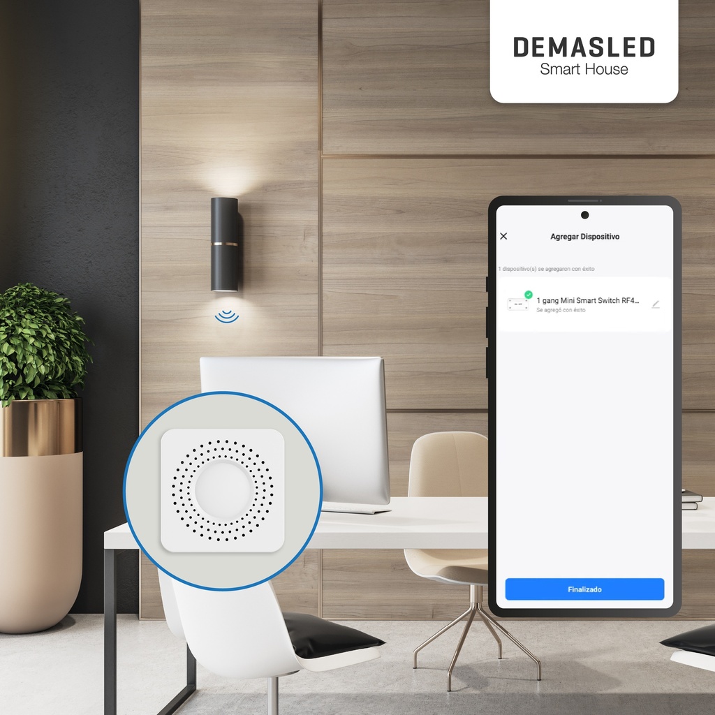 DEMASLED SWITCH MINI SMART WIFI+RF 1 CANAL 10A MAX 2.4 GHz
