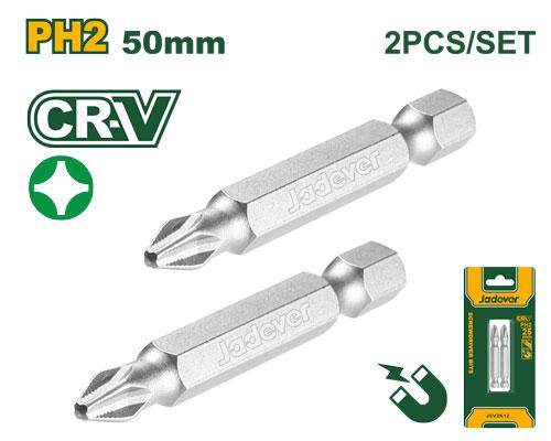 JADEVER PUNTAS DE DESTORNILLADOR - PH2 X 50MM - 2 PIEZA/JUEGO - AC. CR-V ENDURECIDO Y REVENIDO