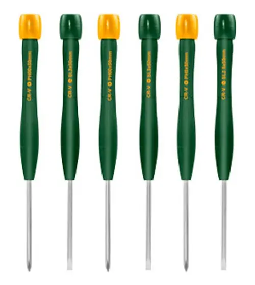 JADEVER KIT DE DESTORNILLADORES DE PRESICION DE 6 PIEZAS - ACERO CR-V- PUNTAS MAGNETICAS- LONGITUD:50MM- PLANOS: SL2.0 - SL2.5- SL3.0 + PHILLIPS: PH0-PH00-PH000