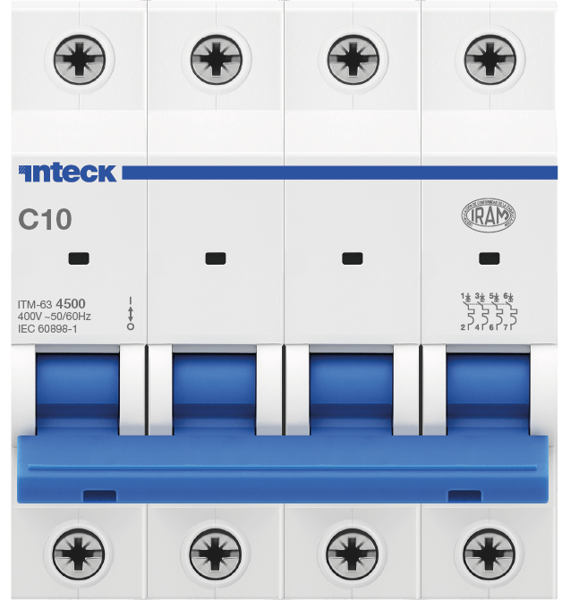 INTECK INT. TERMOMAGNETICO 4X10 4,5KA CURVA:C 
