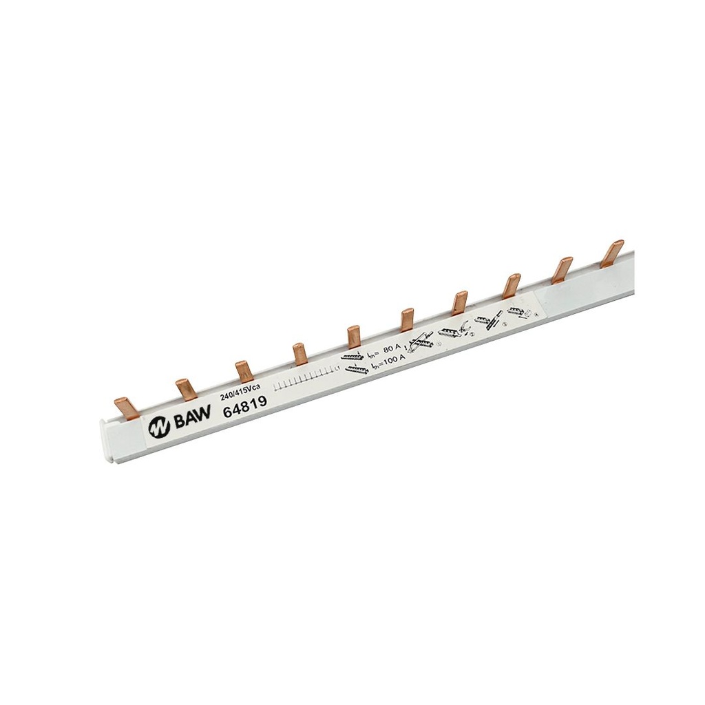 BAW PEINE DE CONEXION UNIPOLAR 80A - 22CM 12 MODULOS- 80/100A