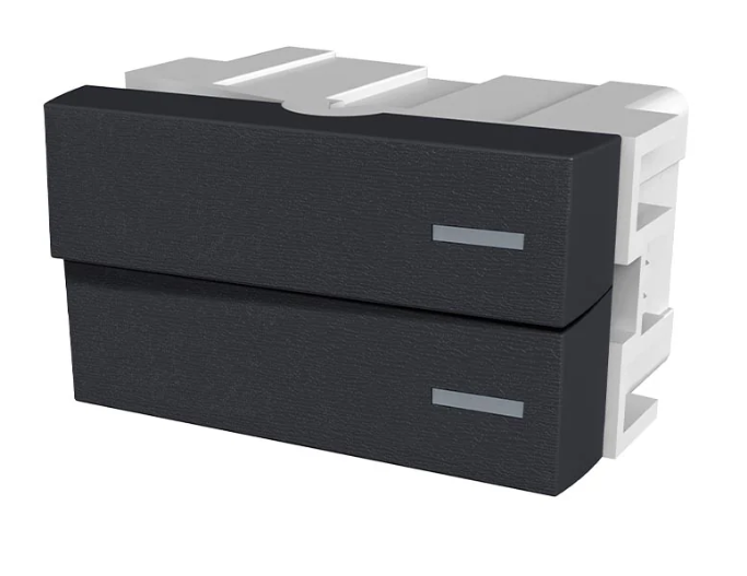 JELUZ PLATINUM INTERRUPTOR 1/2 MODULO DOBLE COMBINACION NEGRO 10 A 