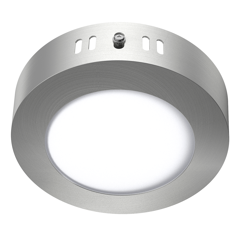 MACROLED PANEL PLAFON CIRCULAR APLICAR PLATEADO 6W CALIDO 3000K