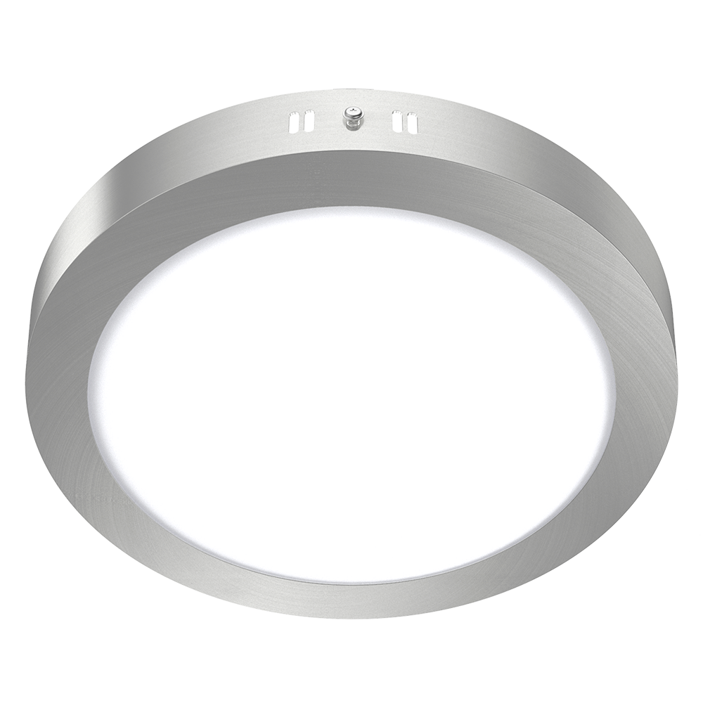 MACROLED PANEL PLAFON CIRCULAR APLICAR PLATEADO 18W CALIDO 3000K 