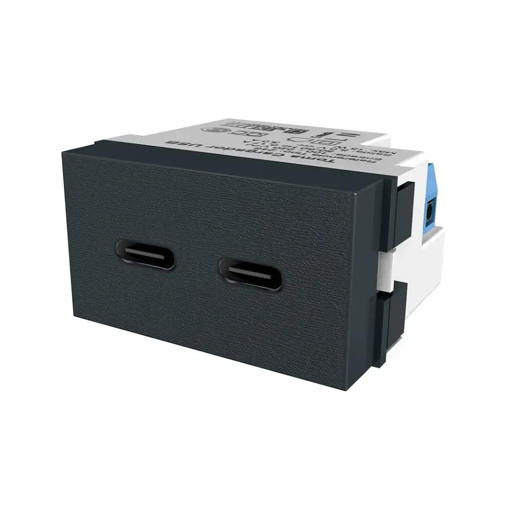 JELUZ PLATINUM 2 TOMAS USB TIPO "C" 3A NEGRO