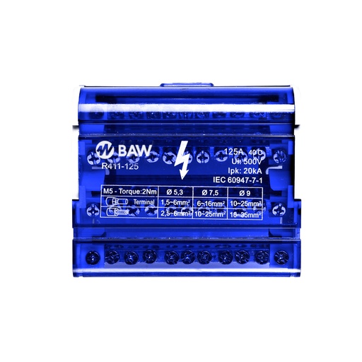[R411-125] BAW REPARTIDOR DIN 4P 125A 11 TOMAS