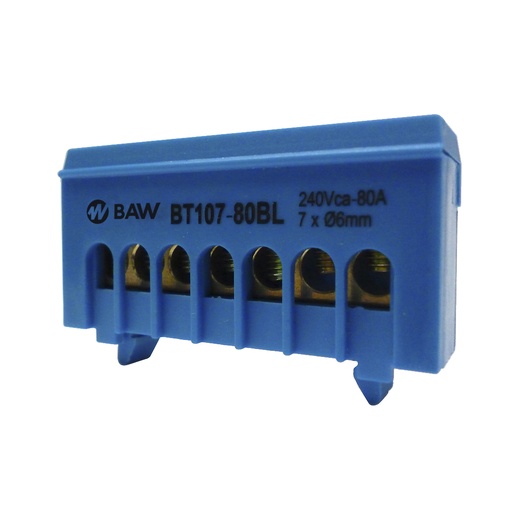 [BT107-80BL] BAW REPARTIDOR UNIPOLAR 7U MONTAJE SOBRE RIEL DIN AZUL