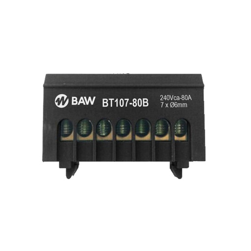[BT107-80B] BAW REPARTIDOR UNIPOLAR 7U MONTAJE SOBRE RIEL DIN NEGRO