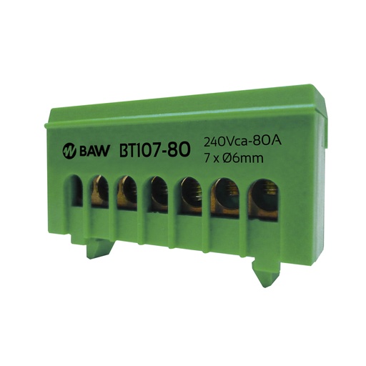 [BT107-80] BAW REPARTIDOR UNIPOLAR 7U MONTAJE SOBRE RIEL DIN VERDE